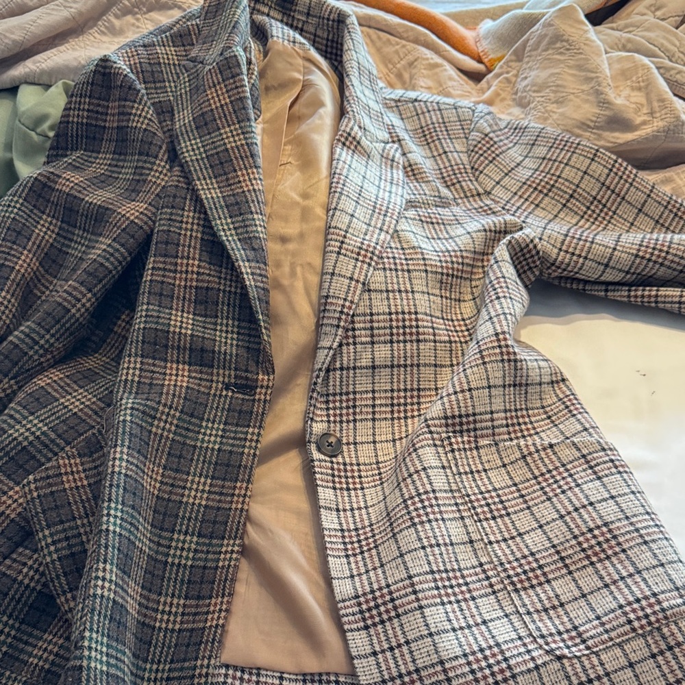 Democracy Checkered Blazer in Earth Tones